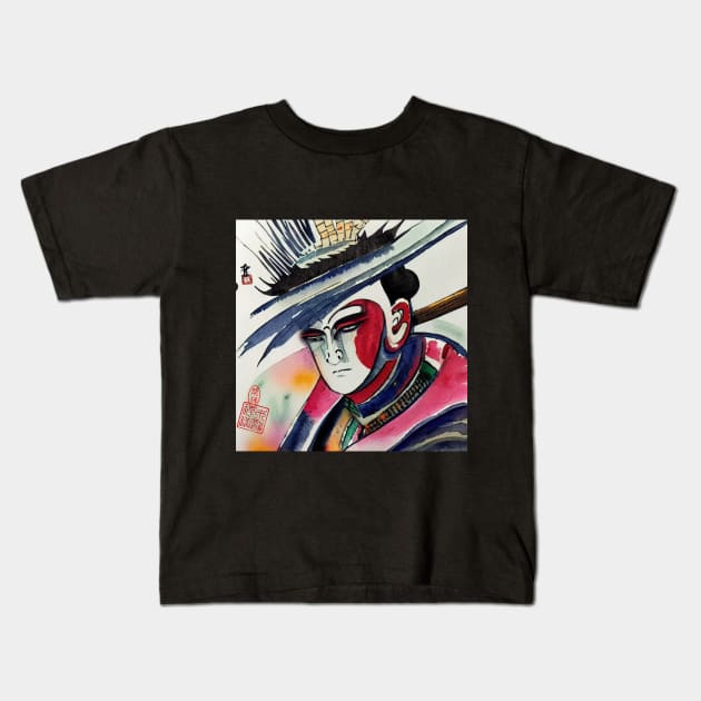 Shogun Wearing Hat Kids T-Shirt by Master Alex Designs